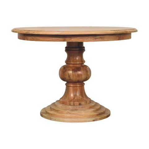Round Turned Dining Table - Oak