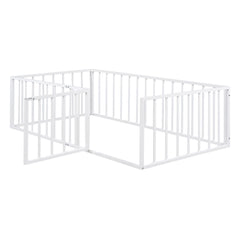 Metal Floor Bed Frame With Fence And Door