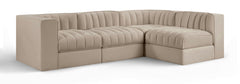 Rummi - Velvet Performance Fabric Upholstered 4 Piece Modular Sectional