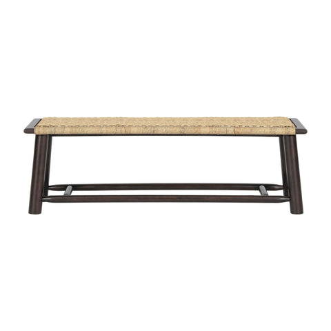 Farmhouse Modern Solid Wood Rattan Bench Multi Functional Design 59" Indoor & Covered Outdoor Bench - Walnut