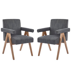 Contemporary Poppy Fabric Dining Armchair With Rubberwood Legs