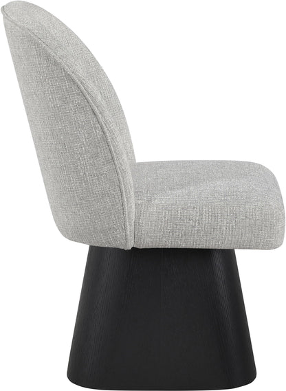 Marlowe - Linen Textured Fabric Upholstered Swivel Dining Side Chair - Stained Black