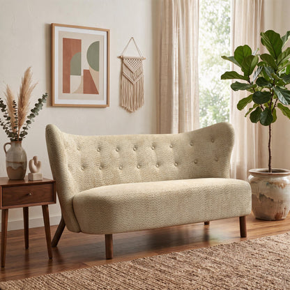 Nordic Chair Laid Back Loveseats With Curved Backres, No Armrests