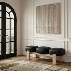 Woodcrest - Vegan Leather Upholstered Bench - Painted Natural Base