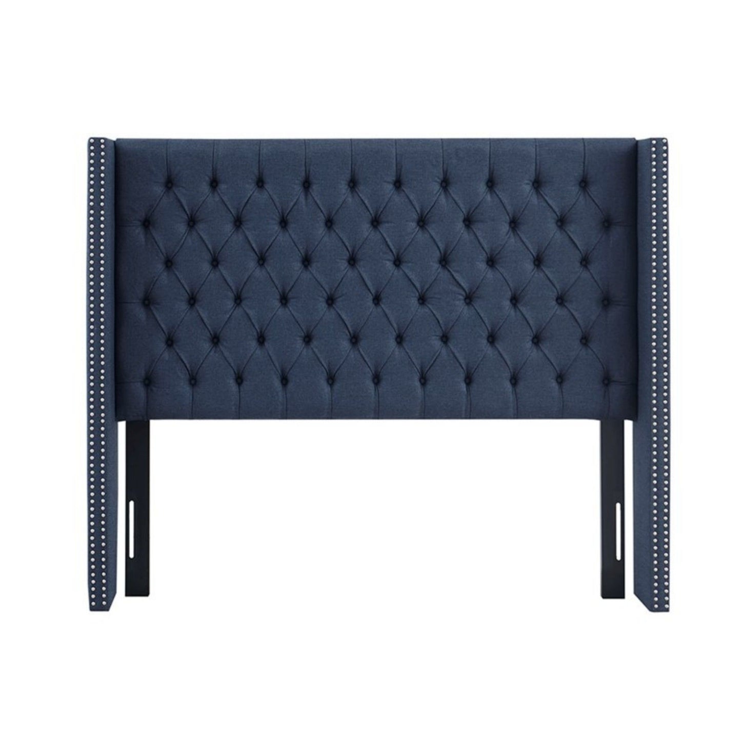 Transitional Upholstery Headboard With Tufted Buttons And Nailhead Trim