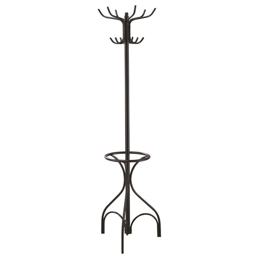 12 Hook Coat Rack With Umbrella Holder - Black