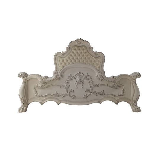 Dresden - Queen Bed - Synthetic Leather & Bone White