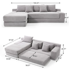 Modern L - Shaped Sectional Couch With Memory Foam