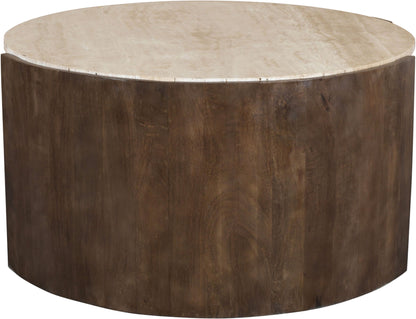 Solstice - Travertine And Mango Wood Table