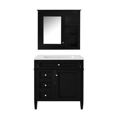 Bathroom Vanity With Medicine Cabinet, Royal Mirror Cabinet, Modern Bathroom Storage Cabinet With 2 Soft Closing Doors And 4 Drawers