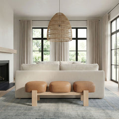 Woodcrest - Vegan Leather Upholstered Bench - Painted Natural Base