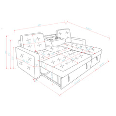 Gustavo - Sofa, Pull Out Bed, Storage Chaise, USB And Cup Holders - Beige