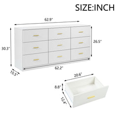 9 Drawer Dresser, Ample Storage For Bedroom