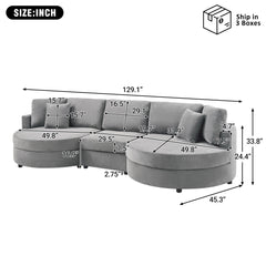 Modern 3 Seater Upholstered Sofa With Curved Design