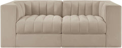 Rummi - Velvet Performance Fabric Upholstered 2 Piece Modular Loveseat