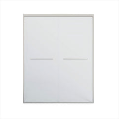 Double Sliding Shower Door, Semi-Frameless Bypass Bathroom Sliding Door With 1/4" (6 Mm) Tempered Glass For Walk-In Shower