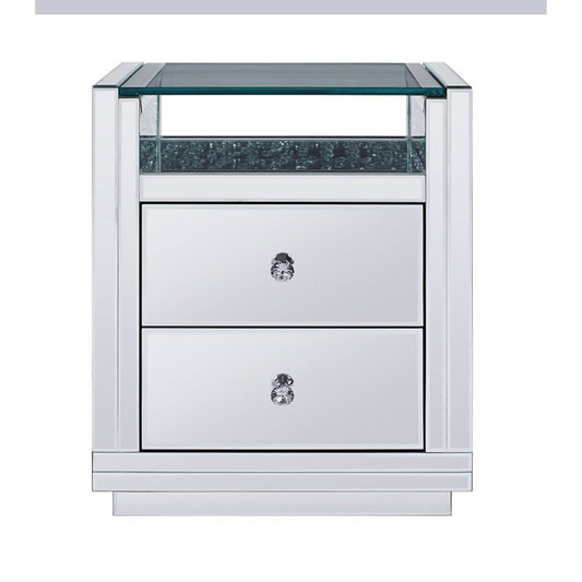 Nysa - 20" X 14" Accent Table - Mirrored & Faux Crystals