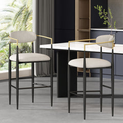 Upholstered Bar Stools With Backs For Kitchen Island (Set of 2)