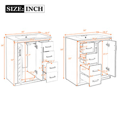 Bathroom Vanity Set With Sink, Storage Cabinet With Drawers & Soft Closing Doors