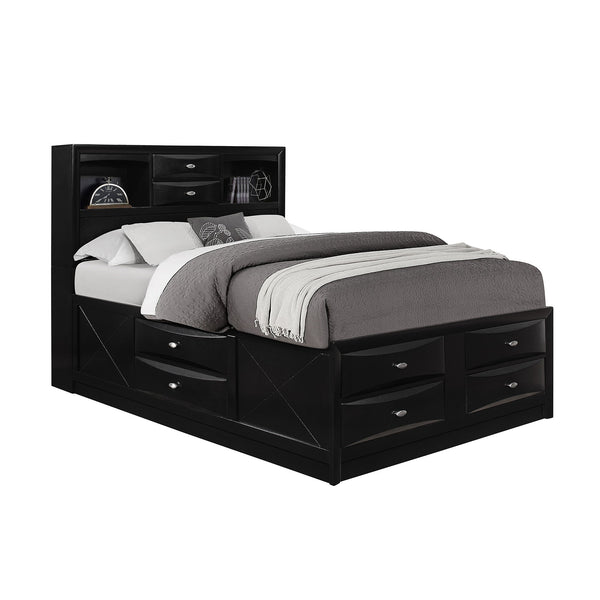Lucille - 5 Piece Bedroom Set With Storage Drawers And Bookcase Headboard