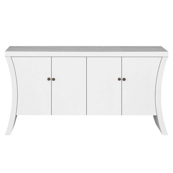 Refined Industrial 4 Door Credenza With Arc Legs & Bronze Clasps