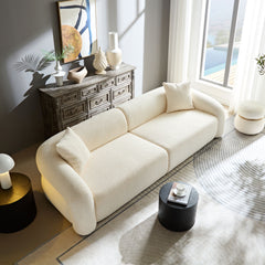 Sectional Sofa With Removable Pillows, Durable Fabric, Solid Wood Frame, High Density Sponge Filler