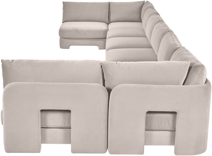 Hammond - Velvet Performance Fabric Upholstered 8 Piece U-Shaped Armless Sectional - Beige