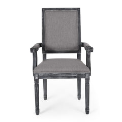 French Country Style Upholstered Dining Chair With Square Backrest