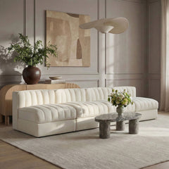 Rummi - Armless Velvet Performance Fabric Upholstered 4 Piece Modular Sofa