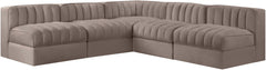 Rummi - Armless Velvet Performance Fabric Upholstered 5 Piece Modular Sectional