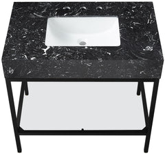 Marmo - Engineered Marble Bathroom Vanity With Black Base