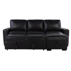 Montero - Sofa With Pull Out Bed, Drop Down Table, USB And Cup Holders, Storage Chaise - Charcoal Black