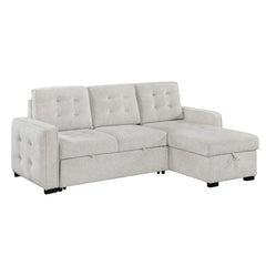 Gustavo - Sofa, Pull Out Bed, Storage Chaise, USB And Cup Holders - Beige