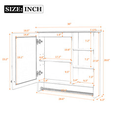 Wall Mount 2 In 1 Mirror Cabinet With Adjustable Shelf, Soft-Closing Hinges