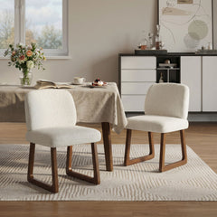 Dining Chair With Curved Legs (Set of 2) - Beige / Brown