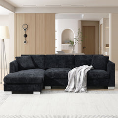 Modern Cloud Sectional Sofa L Shaped Luxury Couch Set With 2 Free Pillows 4 Seat With Oversized Chaise