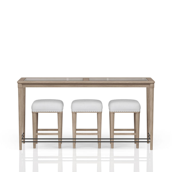 Glass Console Table With 3 Stools - Frosted