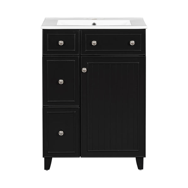 Transitional Style Bathroom Vanity Cabinet With Ceramic Sink