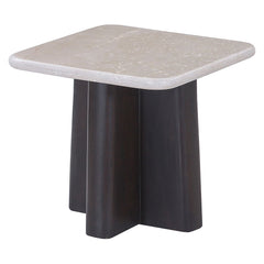 Jacory - End Table With Bottocino Marble Top - Beige / Espresso