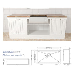 Classic Ceramic Farmhouse Sink Workstation Single Bowl With Durable Finish
