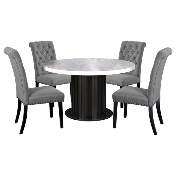 Belinda - 5 Piece Round Dining Set With Chairs - Gray