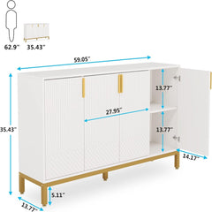 Buffet Sideboard Cabinet With Geometric Doors