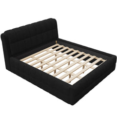 Upholstered Platform Bed With Stitching Details