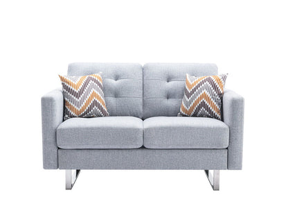 Victoria - Fabric Loveseat With Metal Legs, Side Pockets, And Pillows