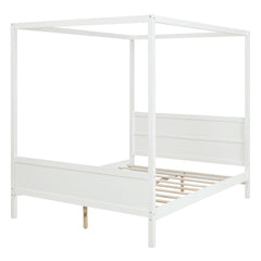 Canopy Platform Bed With Headboard And Footboard, Slat Support Leg
