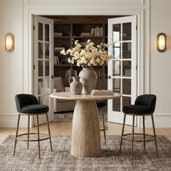 Ferro - Performance Fabric Upholstered Bar Stool - Antique Brass