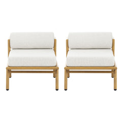 La Fiora - Outdoor Patio Iron Club Chair (Set of 2) - Off White / Teak