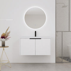 Contemporary Wall Mounted Bathroom Vanity With Resin Double Sink