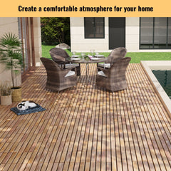 Interlocking Deck Tiles Striped Pattern, Waterproof Anti Mildew Brown