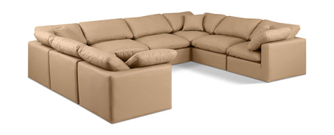 Indulge - Faux Leather 8 Piece Modular Sectional - Tan